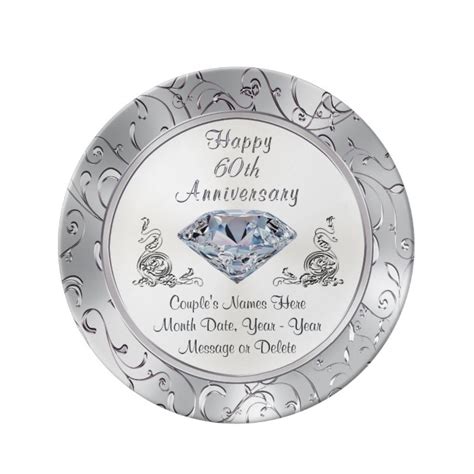 Personalized Diamond 60th Anniversary Plate