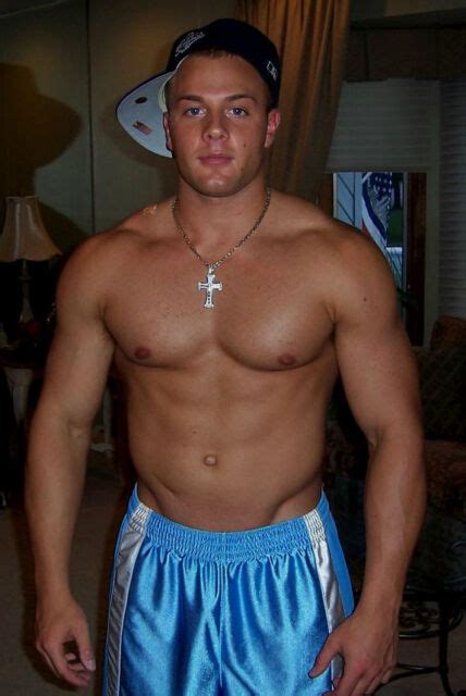 Shirtless Male Muscular Handsome Frat Jock Smiling Hunk Dude Photo X