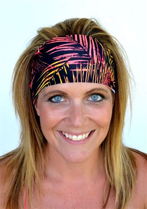 Spandex Headband Tropic Palms Yoga Headband Workout Headband Running