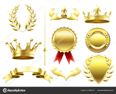 Heraldic 3d Elements Royal Crowns And Shields Sport Challenge Winner