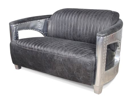 The backrest can be adapted to make it a daybed. Sofa grau Patina Leder Stil Bomber Vintage und Aluminium ...