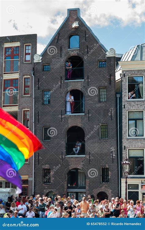 amsterdam during the gay canal parade editorial photography image of crowd pride 65478552