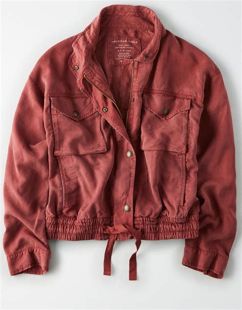 Ae Military Jacket Burgundy American Eagle Outfitters Jackets