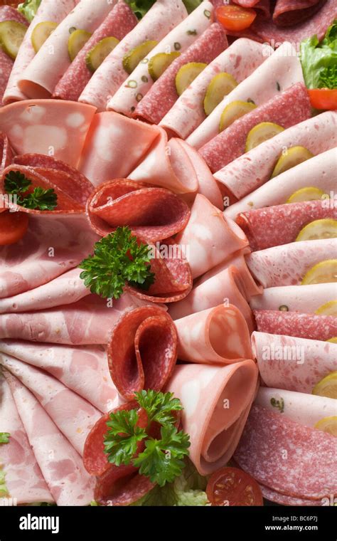 Substantial Cold Cuts Platter Detail Stock Photo Alamy