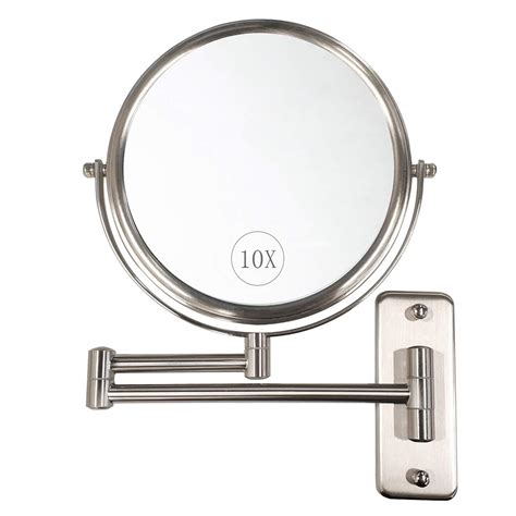 wall mounted makeup mirror 10x magnification 8 two sided swivel extendable