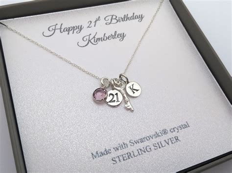 21st Birthday Sterling Silver Message Pendant Necklace 21 Etsy Uk