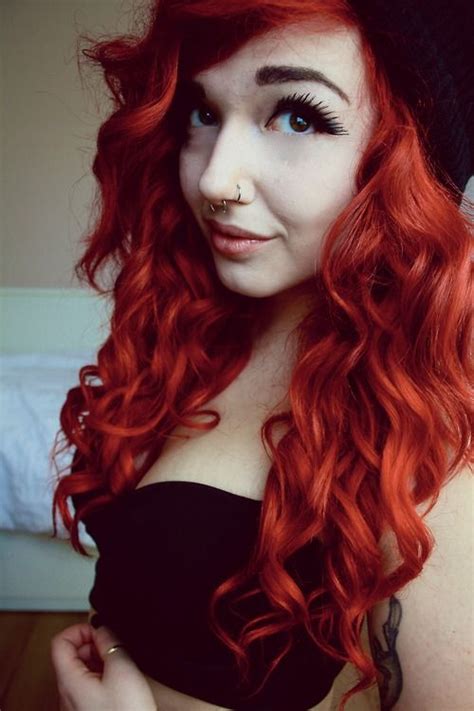 Red Girl Piercings Grunge Red Hair Long Hair Make Up Scene