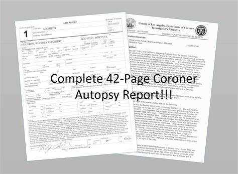 Whitney Houston Complete Autopsy Report Coroner Death Report 42 Pages 3847019900