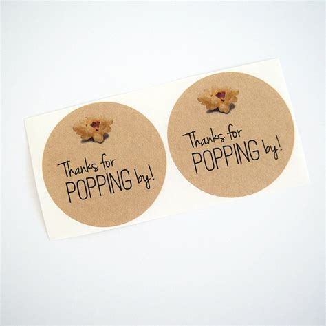Thanks For Popping By Stickers Popcorn Favor Labels Popcorn Favor