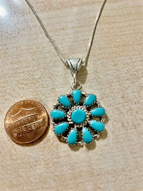 Turquoise Cluster Pendant Petite Point Necklace Handmade Etsy