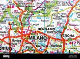 Milano Mapa Mapa de la ciudad mapa de carreteras Fotografía de stock ...