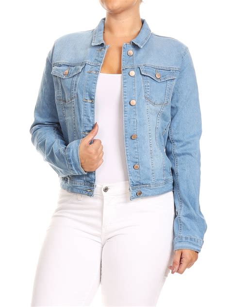 Fashion2love Jkt102ps Womens Plus Size Premium Denim Jackets Long Sleeve Loose Jean Coats