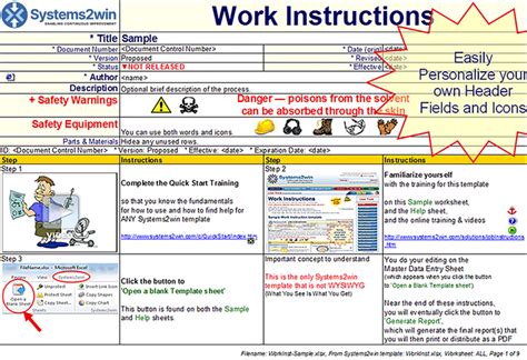 Work Instruction Template For Visual Work Instructions Work Instruction Templates Free