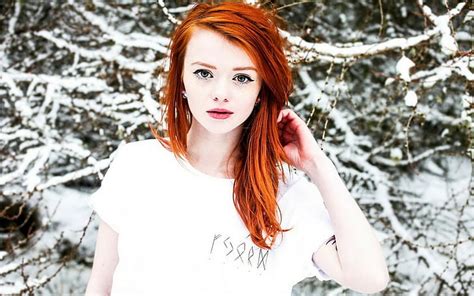 Hd Wallpaper Women Outdoors Pornstar Model Redhead Snow Lass