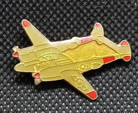 Vintage Wwii Army Air Corps Enamel Lapel Pin Lockheed P 38 Lightning 1