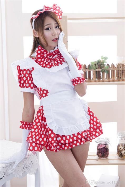 2021 New Sexy Lingerie Cosplay New Red Wave Point Japanese Kawaii Maid