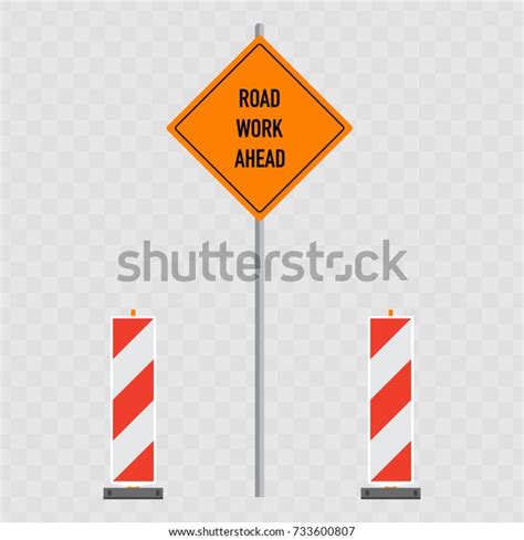 Road Work Ahead Signs Flat Vector Stock Vector Royalty Free 733600807