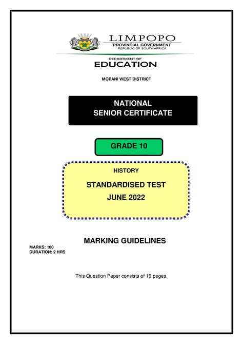Grade 10 Marking Guideline 2022 Standardised Test 2 Complete
