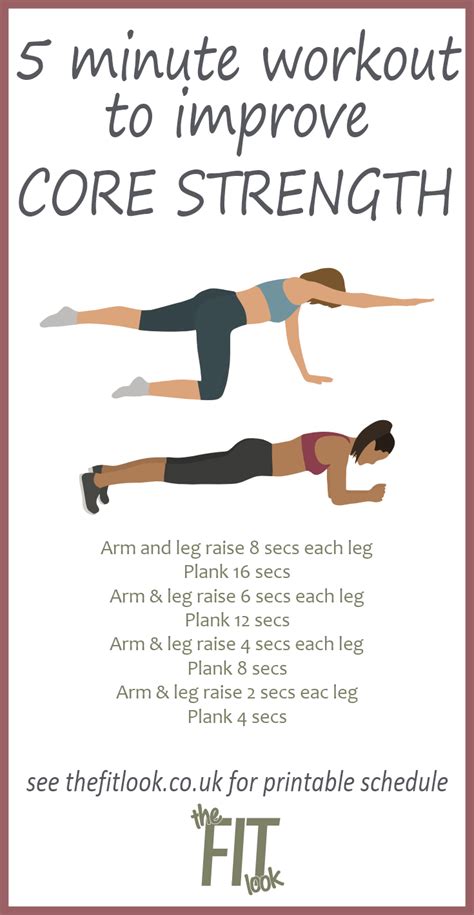 Free Printable 5 Minute Core Workout The Fit Look Ab Workout Plan