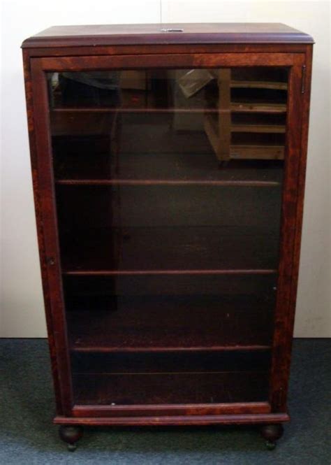 Large Antique Wood Display Cabinet W Glass And 4 Shelves Lot 250033