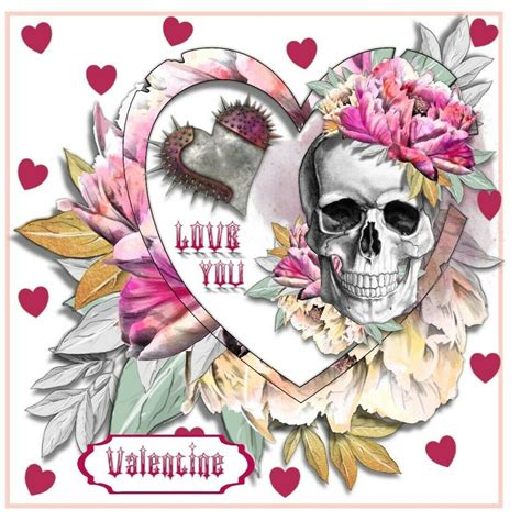 Gothic Valentine Sugar Skull Handmade Card 8 X 8 Personalisation Free Gothic Valentine Cards