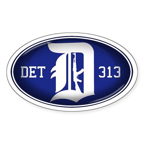 Detroit 313 Sticker Oval By Robotface