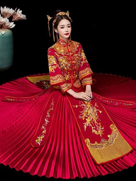 Oriental Bride Red Chinese Wedding Dress Traditional Qipao For Wedding Fashion Hanfu