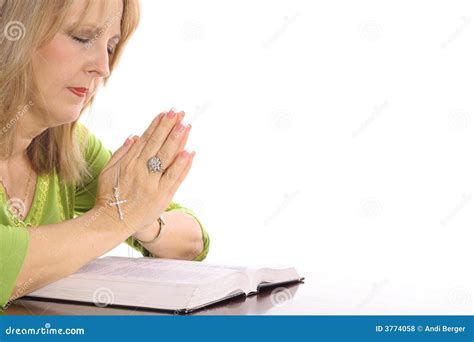 Woman Praying Over Bible Stock Photo Image Of Christian 3774058
