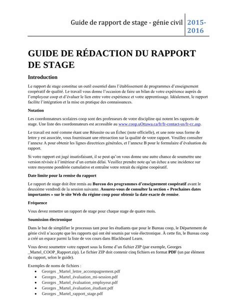 Pdf Guide De Rapport De Stage Génie Civil Dokumentips