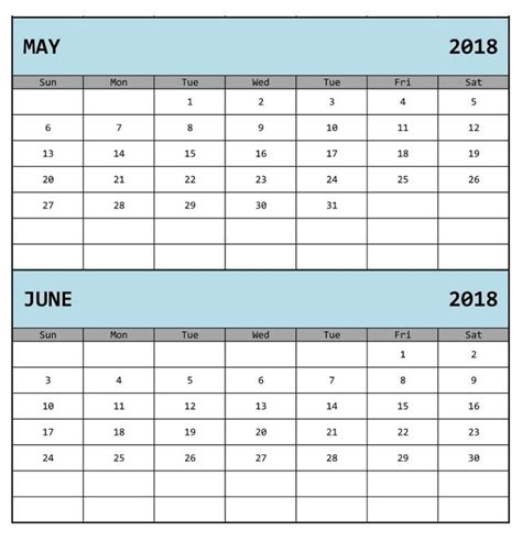 May June 2018 Calendar Printable Template May June Calendar 2018 May