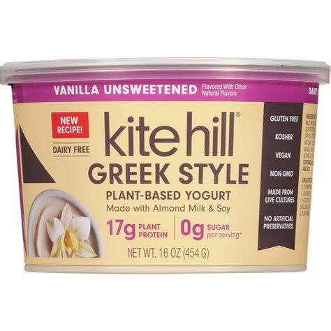 Kite Hill Yogurt Plant Based Greek Style Vanilla Unsweetened 16 Oz