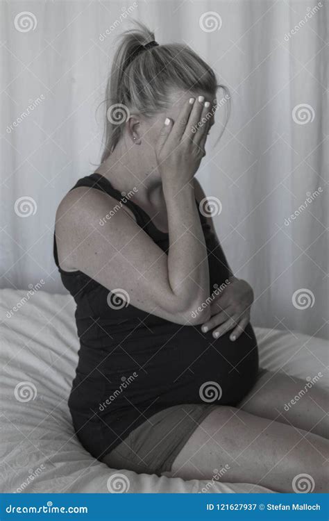 A Pregnant Woman Looking Sad And Depressed Stock Image Image Of