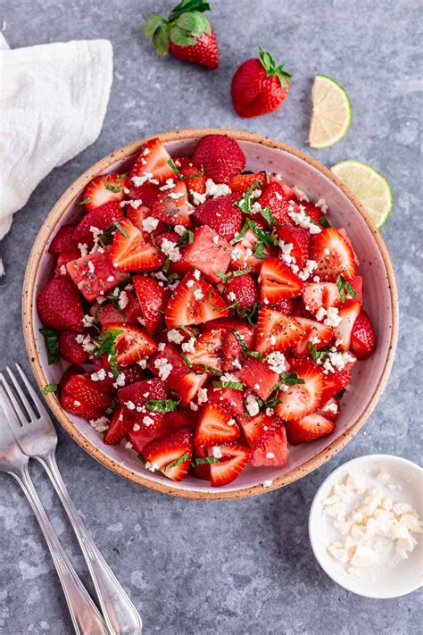 Watermelon Strawberry Salad With Honey Dressing The Yummy Bowl