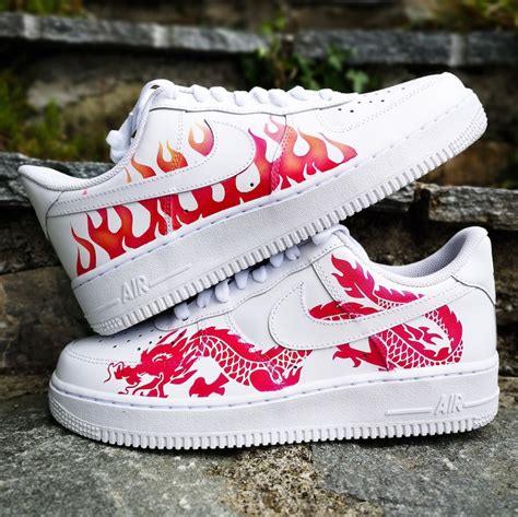 Custom Sneakers Nike Air Force 1 Dragon х Fire Etsy