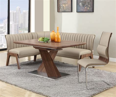 Extendable in Wood Leather Furniture Dining Room Sets with Leaf ...