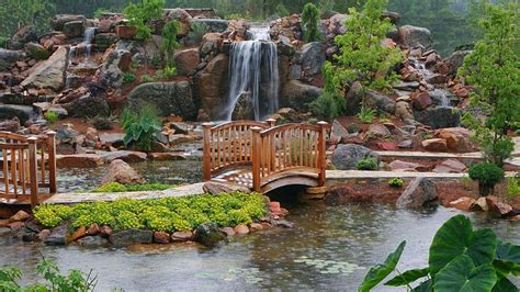 Hd Wallpaper Japanese Garden Pond Stones Waterfall Ornamental