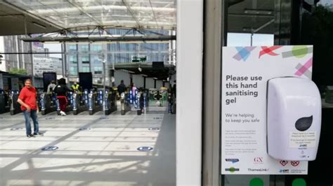 Social Distancing At East Croydon Station Hand Sanitiser Govia