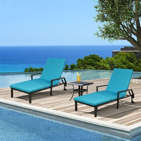 Erommy Chaise Lounge Outdoor Lounge Chair Pe Rattan Wicker Chaise