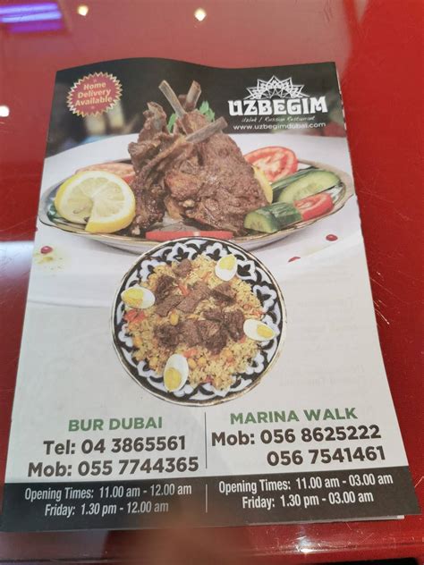 Menu At Uzbegim Restaurant Dubai 95 Al Mina St
