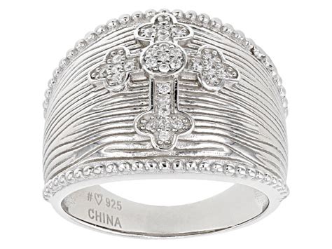Bella Luce 017ctw Rhodium Over Sterling Silver Cross Ring Size 7