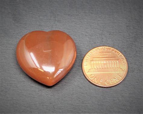 Carnelian Heart Stone: 1 (Crystal Heart, Carved Gemstone Heart, Pocket Heart, Puffed Heart 