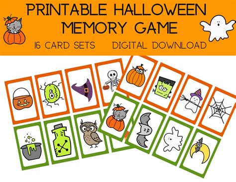 Halloween Memory Game Printable Matching Game Fall Party Games Fall