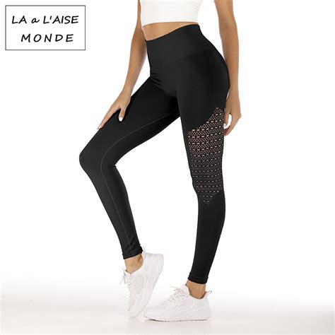Leggins Sport Women S New Yoga Pants Hip High Waist Elastic Mesh Stitching Quick Drying Sports