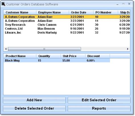 Customer Orders Database Software Free Download Customer Orders