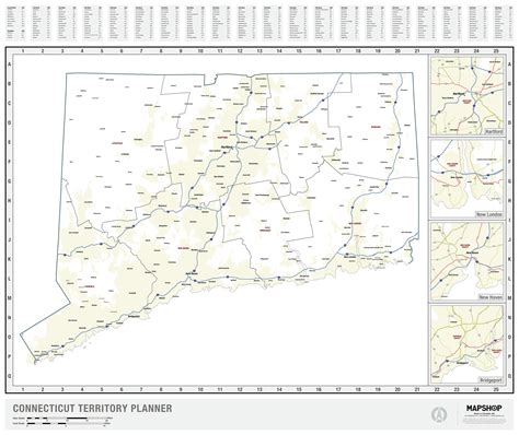 Connecticut Territory Planner Wall Map By Mapshop The Map Shop