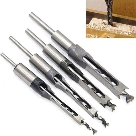 4pcs 6 16mm Woodworking Square Hole Drill Bits Wood Mortising Chisel Set Mortise Ebay