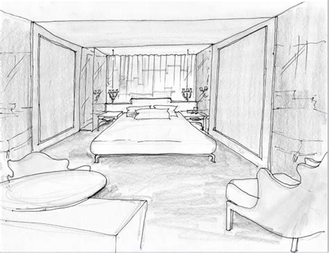 Modrian Hotel Room Interior Sketch Trendland Design