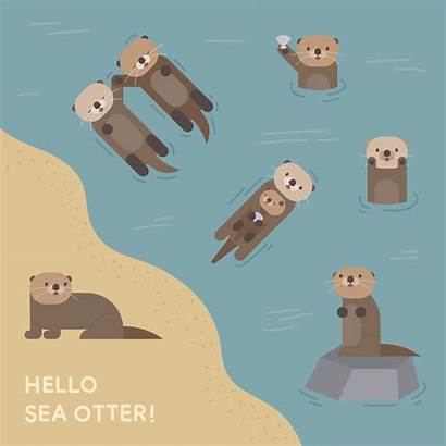 Otter Sea Character Vector Clipart Graphics Keywords
