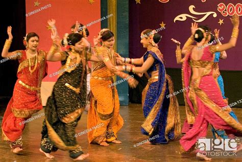 Women Performing Traditional Folk Dance Lavani Maharashtra India No