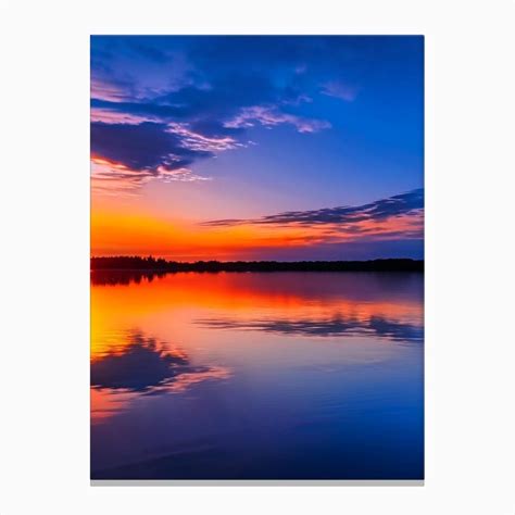 Sunset Over Lake Waterscape Photography 2 Canvas Print By Hydro Hues Fy